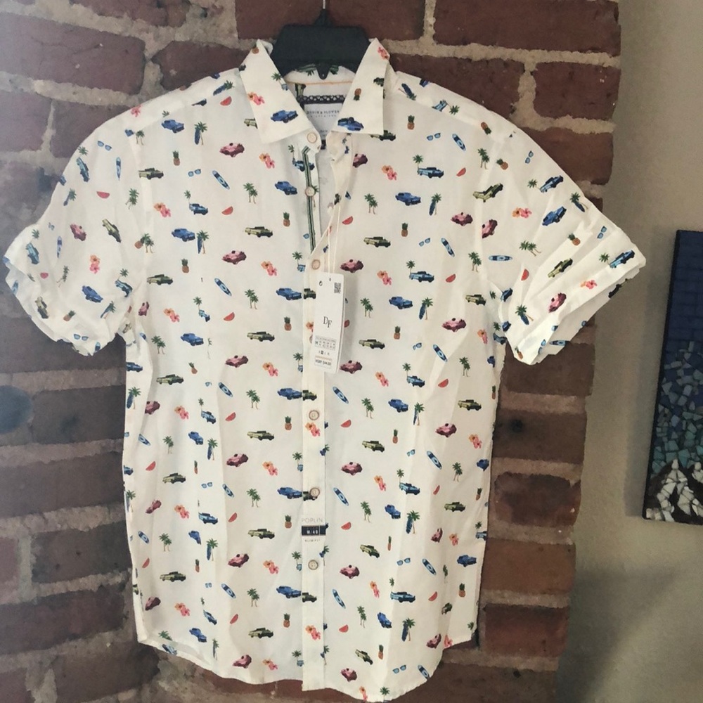 Denim & Flower brand-slim poplin men’s.